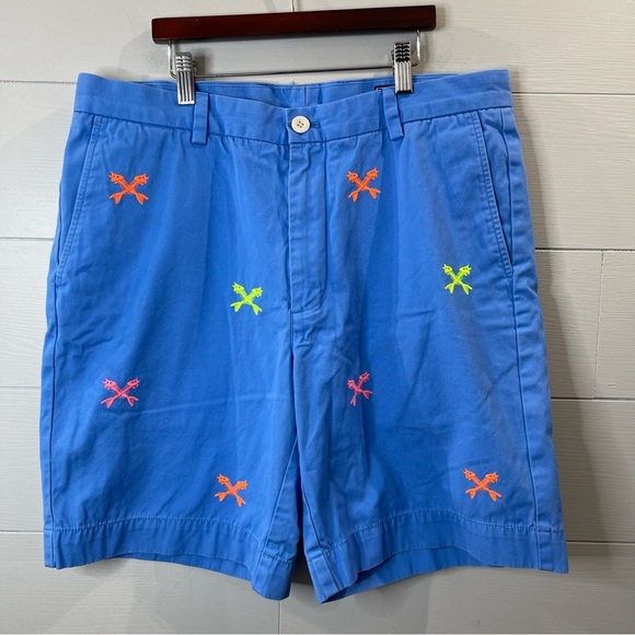 Vineyard Vines | Men’s Breaker Shorts Novelty Fish Bone Print Size 34 - Picture 1 of 7